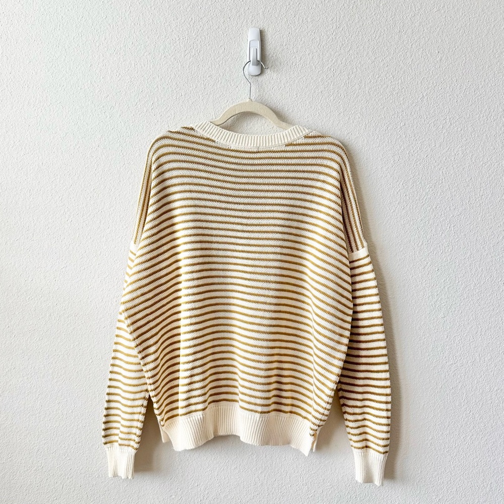 Emerson Fry Carolyn Sweater in Marigold Stripe Organic Cotton Size Large - Picture 4 of 8
